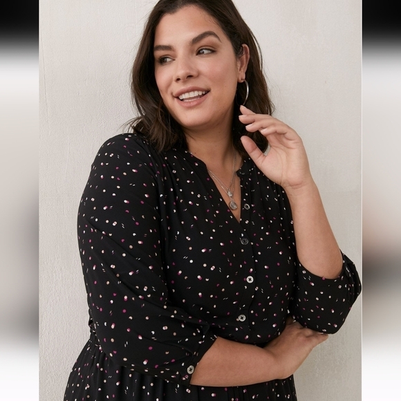 Penningtons Black dot pattern Fit and Flare Dress Size 3x - Picture 2 of 14